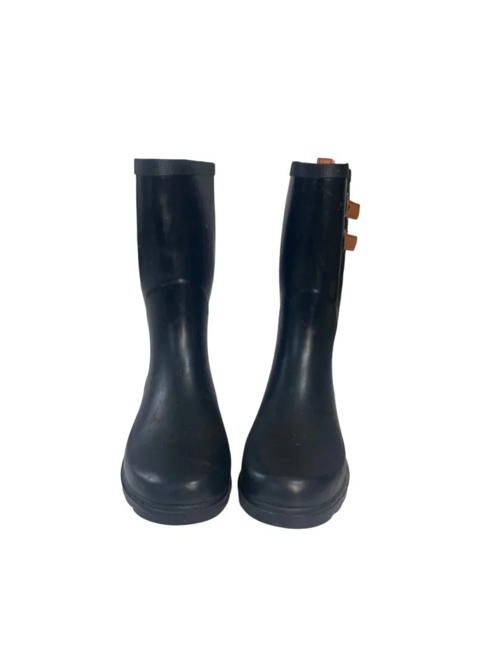Chooka Womens Rubber Rain Boots Dual Adjustable Straps US Size 9 Black